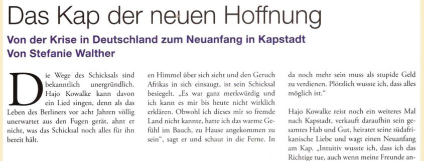 A Snapshot of a german article on Hajo and Township tours